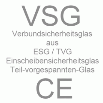 Modellform -Kreis- Verbundsicherheitsglas VSG aus Sicherheitsglas (ESG Einscheibensicherheitsglas oder TVG Teil-vorgespanntem Glas )